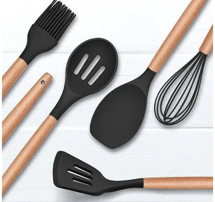 Kit Jogo 12 Peças Utensílios de Cozinha Silicone com Suporte!