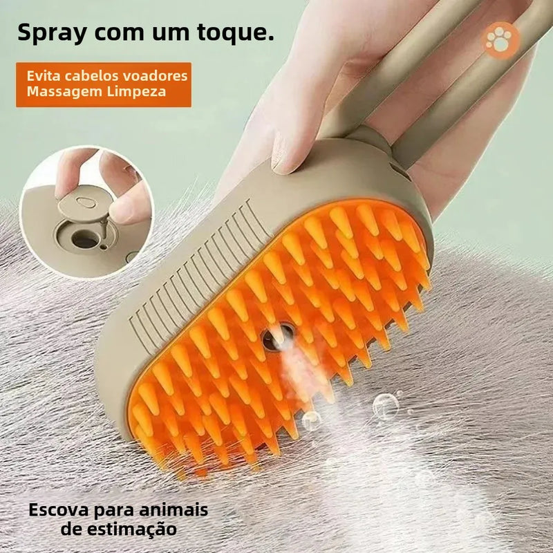 Pente Massageador com Spray Elétrico para Pets – Conforto e Praticidade na Hora do Banho