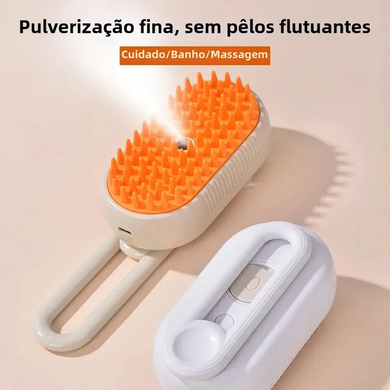 Pente Massageador com Spray Elétrico para Pets – Conforto e Praticidade na Hora do Banho